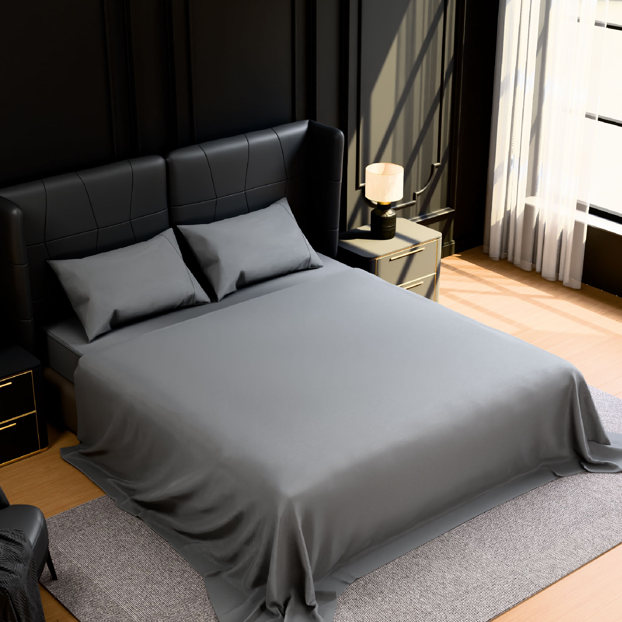 Bedding Queen Bed Sheets Set - 4 Piece Bedding - Brushed Microfiber - Shrinkage And Fade Resistant - Easy Care (Queen, Grey)_voghion.com